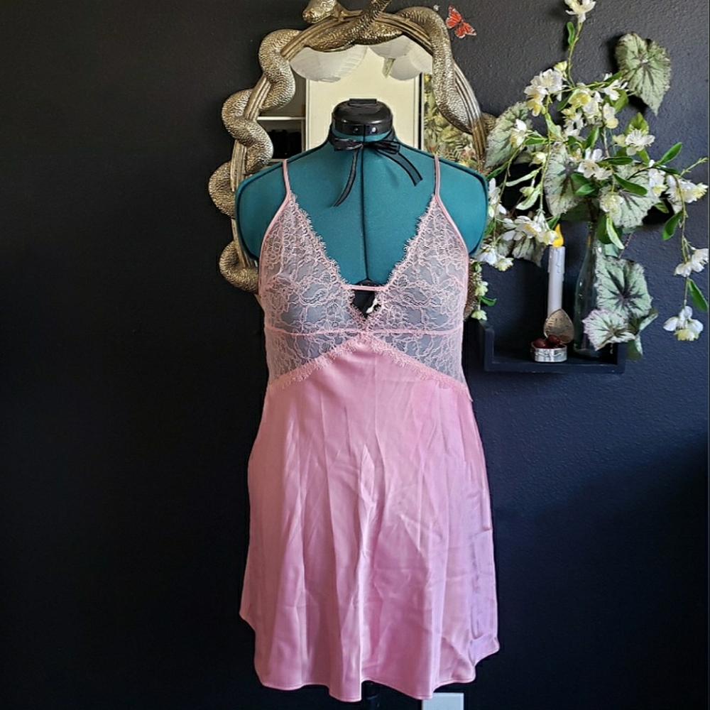 Victoria's Secret pink lace slip dress - Picture 1 of 2